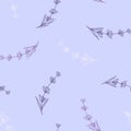 Delicate beautiful seamless pattern of lavender flowers on a light lilac background.